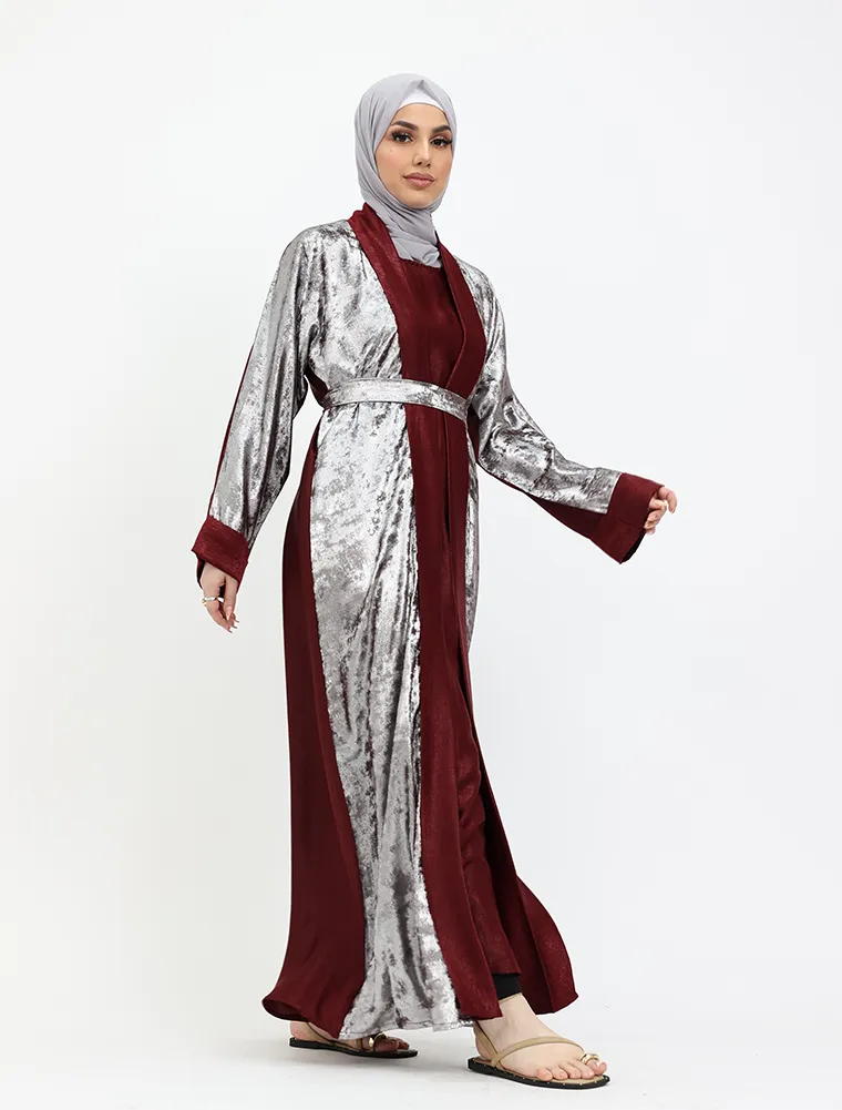 Maroon Jamila Open Abaya